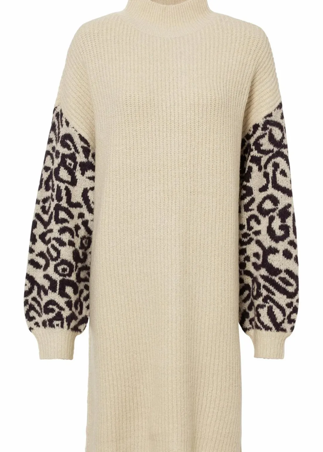 Oversized Strickkleid mit Leomuster