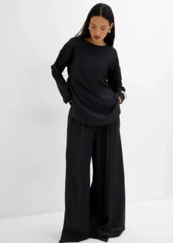 Oversized Tunikabluse aus strukturiertem Crinkle-Viskose-Mix