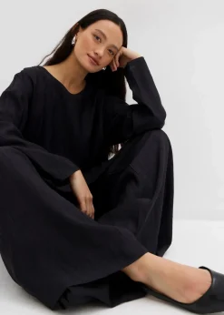 Oversized Tunikabluse aus strukturiertem Crinkle-Viskose-Mix