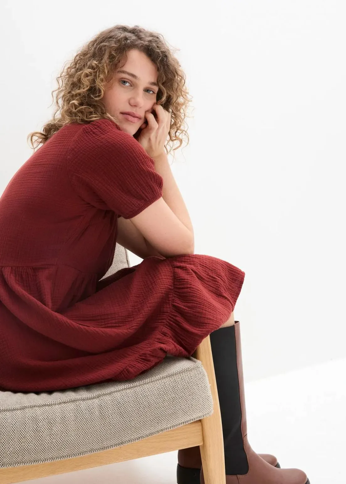 Oversized-Kleid aus Baumwoll-Musselin