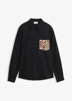 Oversize-Hemd mit Kontrast Tasche