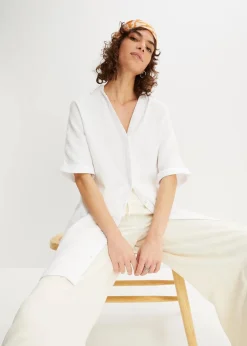 Oversize-Longbluse aus softem Musselin