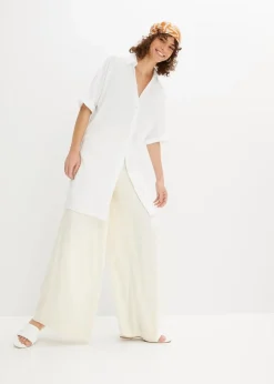 Oversize-Longbluse aus softem Musselin