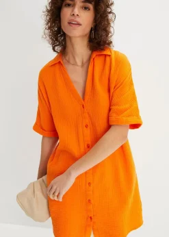 Oversize-Longbluse aus softem Musselin