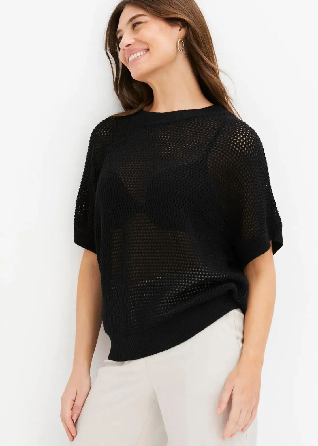 Oversize-Pullover aus Baumwoll-Mix