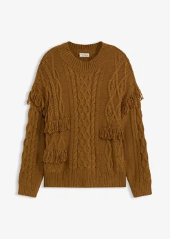 Oversize-Pullover mit Fransen