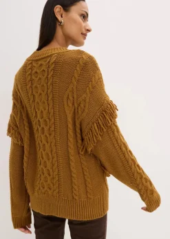 Oversize-Pullover mit Fransen