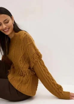 Oversize-Pullover mit Fransen