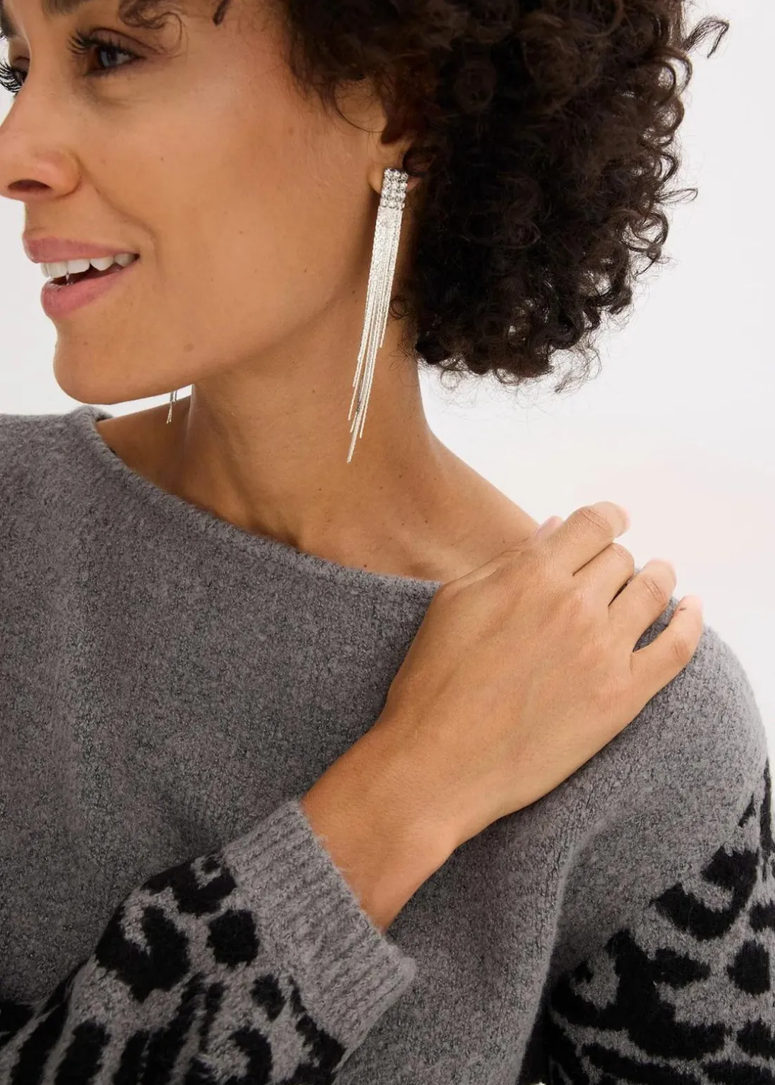 Oversize-Pullover mit Leo-Muster