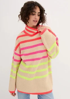 Oversize-Pullover mit Neonstreifen