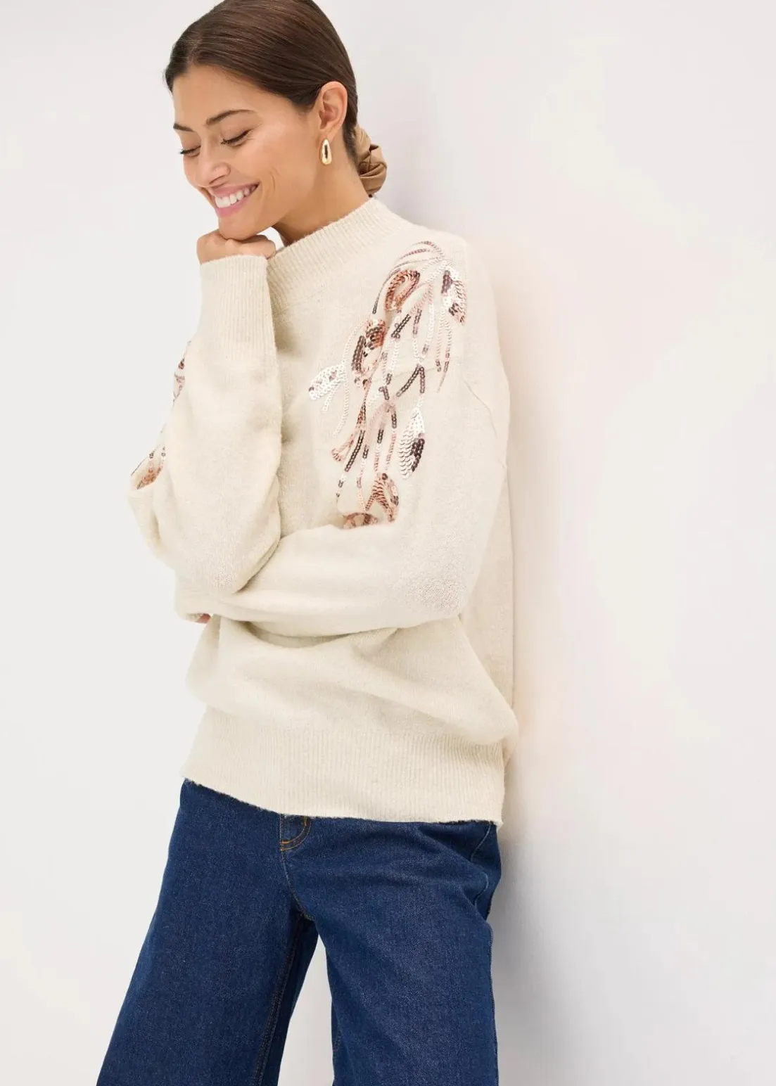 Oversize-Pullover mit Pailletten