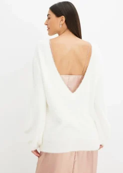 Oversize-Pullover mit tiefem Rückenausschnitt