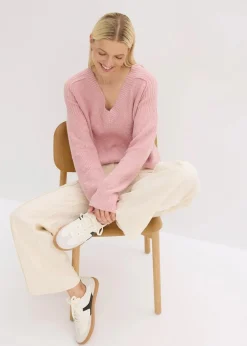 Oversize-Pullover mit V-Ausschnitt