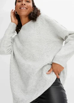 Oversize-Pullover mit Zopfmuster