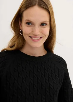 Oversize-Pullover mit Zopfmuster