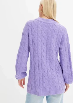 Oversize-Pullover mit Zopfmuster