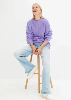 Oversize-Pullover mit Zopfmuster