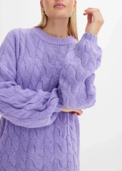 Oversize-Pullover mit Zopfmuster