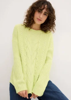 Oversize-Pullover mit Zopfmuster
