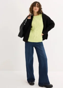 Oversize-Pullover mit Zopfmuster