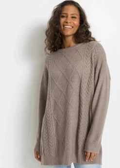 Oversize-Pullover mit Zopfmuster