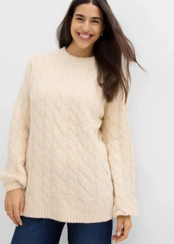 Oversize-Pullover mit Zopfmuster