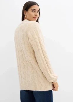 Oversize-Pullover mit Zopfmuster