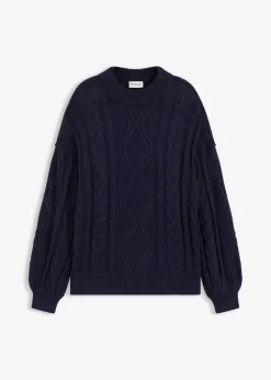 Oversize-Pullover mit Zopfmuster