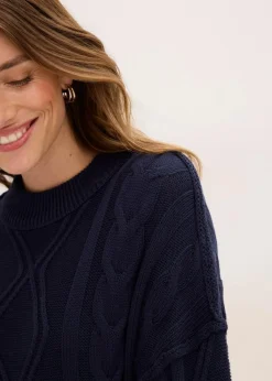 Oversize-Pullover mit Zopfmuster