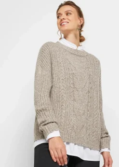 Oversize-Pullover mit Zopfmuster