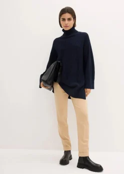 Oversize-Rollkragenpullover aus Baumwoll-Mix