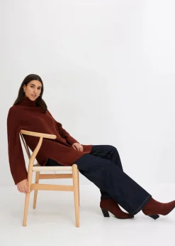 Oversize-Rollkragenpullover aus Baumwoll-Mix