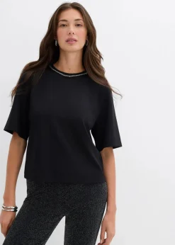 Oversize-Shirt mit Perlenbesatz