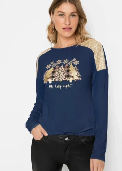 Oversize-Shirt mit Weihnachtsmotiv und schönen Pailletten