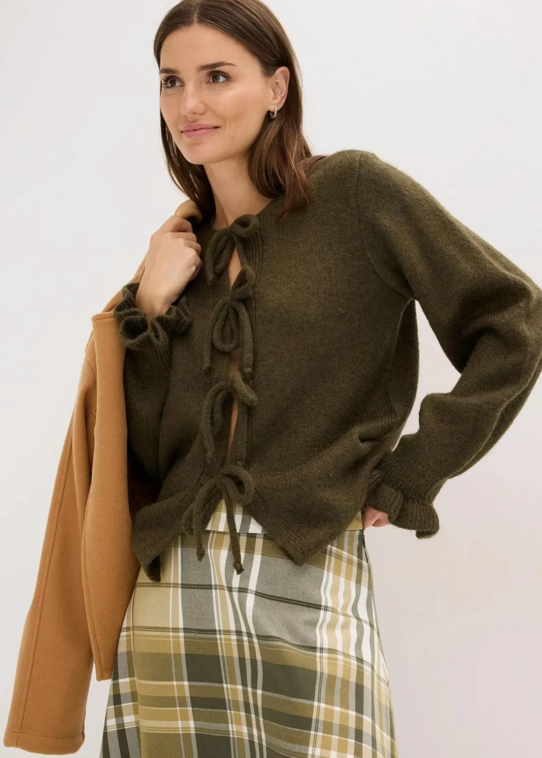 Oversize-Strickjacke aus weichem Woll-Mix