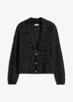 Oversize-Strickjacke mit Bändchengarn