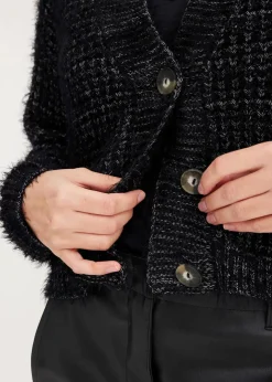 Oversize-Strickjacke mit Bändchengarn