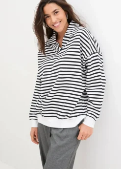 Oversize-Sweatshirt mit V-Ausschnitt und Polokragen