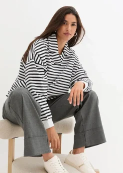 Oversize-Sweatshirt mit V-Ausschnitt und Polokragen
