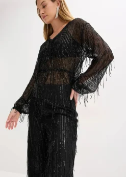 Paillettenhose mit Fransen