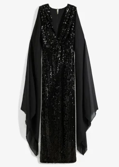 Paillettenkleid mit langen Chiffon-Ärmeln