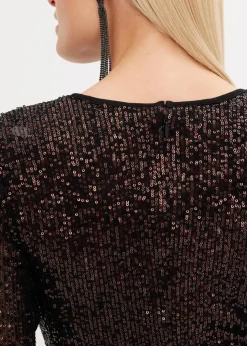 Paillettenkleid mit Schulterpolstern