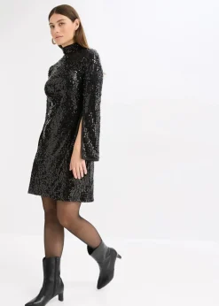 Paillettenkleid mit Trompeten-Ärmel