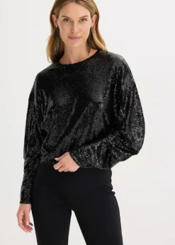 Pailletten-Langarmshirt