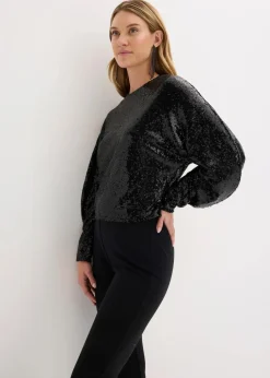 Pailletten-Langarmshirt