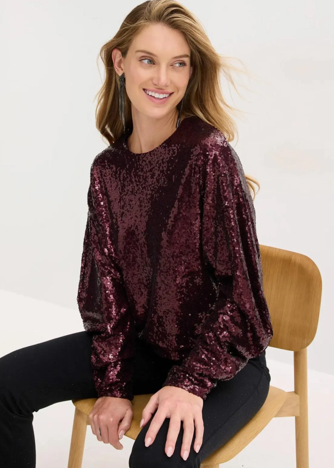 Pailletten-Langarmshirt