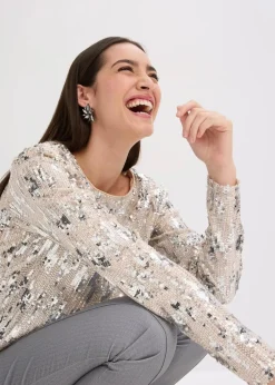 Pailletten-Langarmshirt