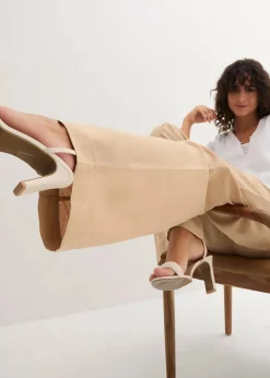 Palazzo-Hose aus leichtem Leinen-Viskose-Mix