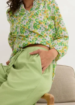 Palazzo-Hose aus leichtem Leinen-Viskose-Mix