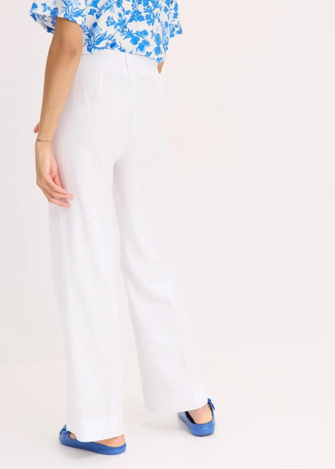 Palazzo-Hose aus Leinen-Mix